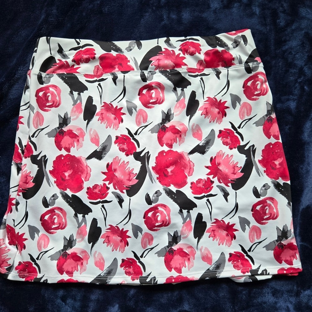 Coral Bay Womens Golf Tennis Pickleball Skort Pleats Pink Floral Size L / XL